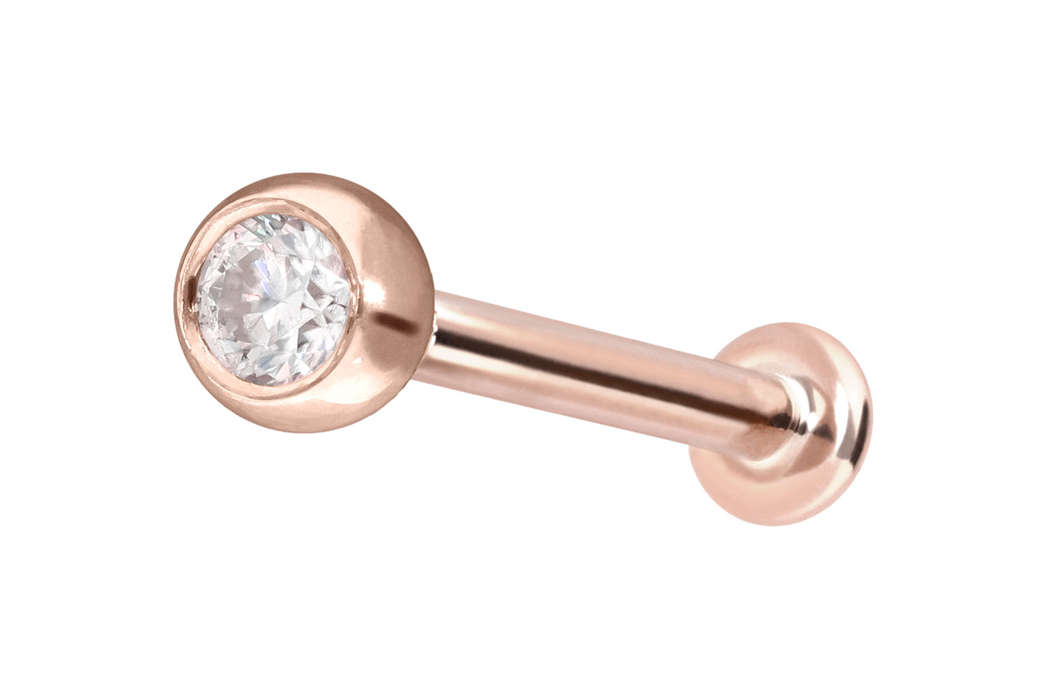 14 Karat Gold Labret Piercing mit Push Fit MOISSANIT